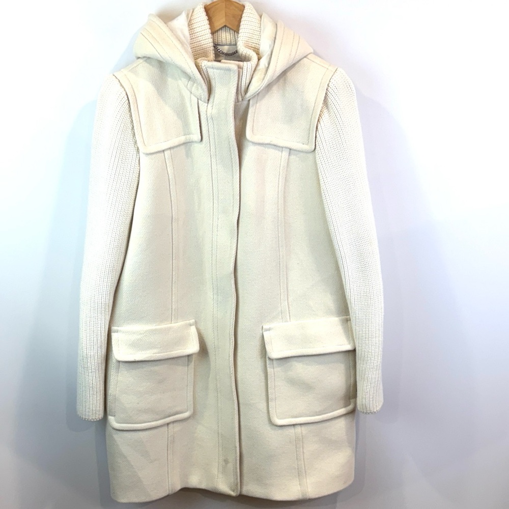 Banana republic Heritage wool blend Cream Hooded Coat with Pockets size L